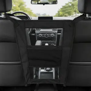 Dog Car Barrier for Backseat, Pet Safety Net with Storage Pockets, Prevents Dogs from Jumping to Front Seat, Easy Install, Fits Most Cars SUVs Trucks