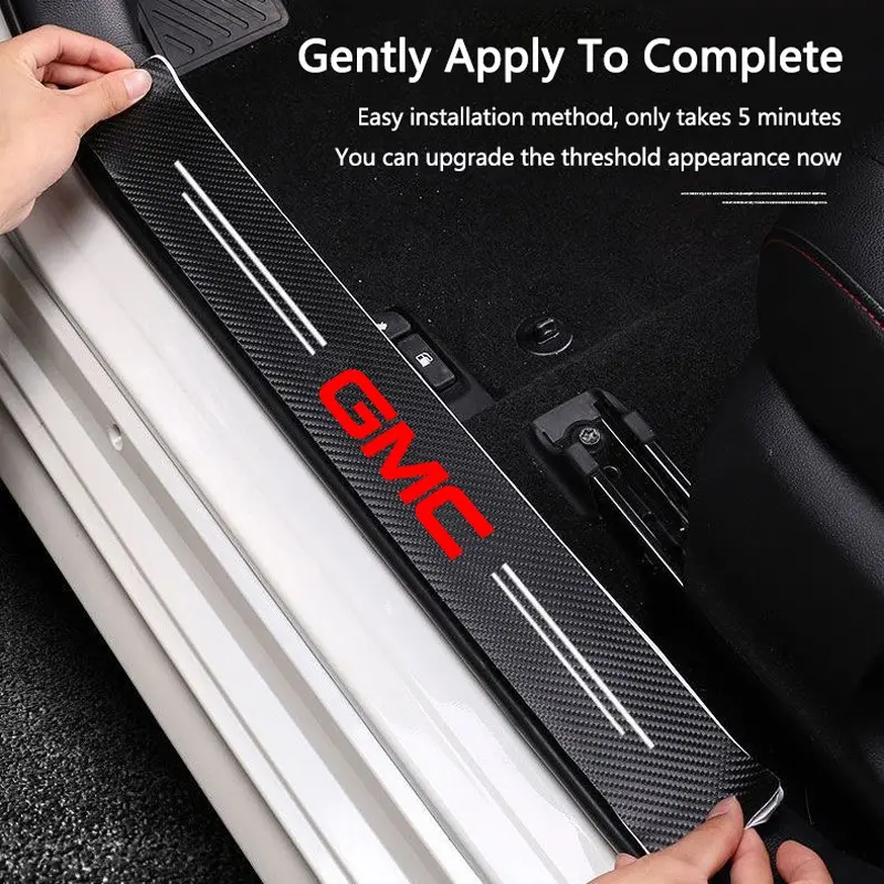 4PCS Carbon Fiber Car Door Sill Strip Protector Stickers For Cars For GMC Terrain Sierra 1500 Yukon Acadia Savana Hummer Granite H3 Jimmy Auto Styling Accessories Car Accessories Interior