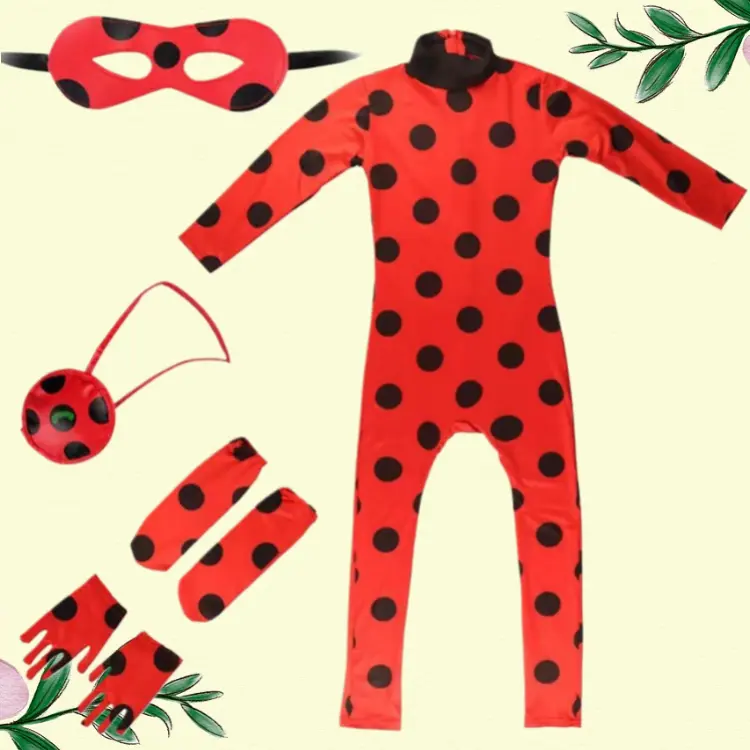 Halloween Ladybug Cosplay Costume Black Cat Miraculous Girl Jumpsuit Stage Performance Outfit For Kids Teens With Mask And Wig