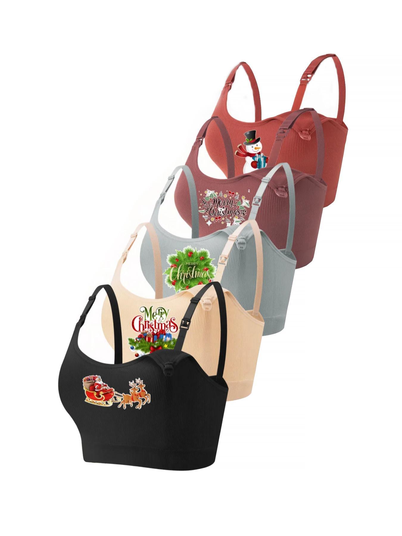 Solid Ribbed Adjustable Strap Wireless Bra, Comfort Maternity Lingerie Bra for Women, Maternity Lingeries for All Seasons