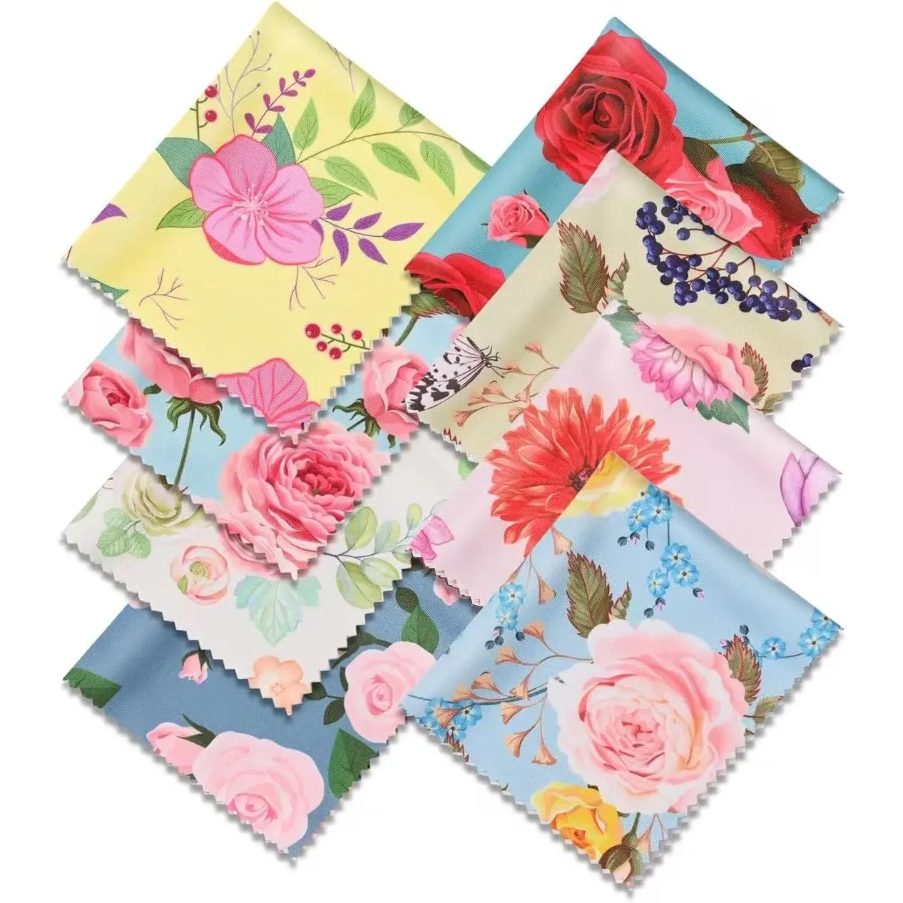 8-Pack Floral Print Microfiber Cleaning Cloths (7"x6"), Multi-Use for Eyeglasses, Camera Lenses, Smartphones, Mobile Devices, Tablets, Laptops & LCD TV Screens, Smartphone, Streak-Free