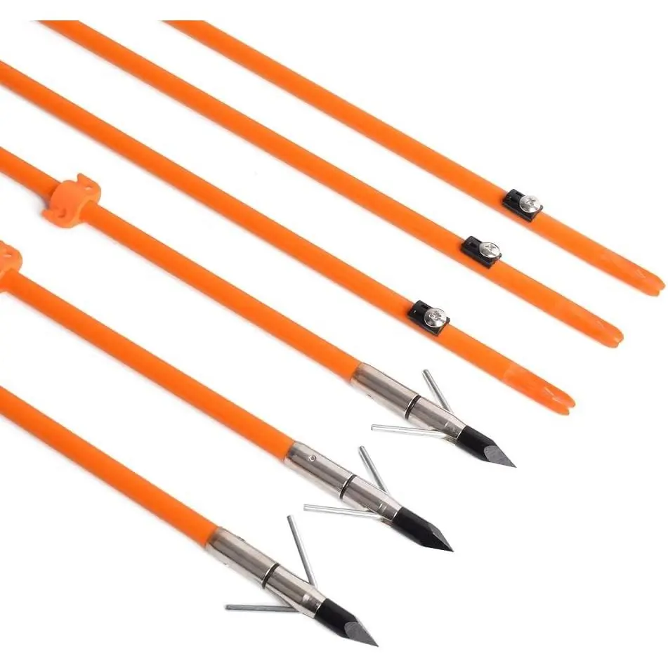 3/6Pcs Fiberglass Solid Bowfishing Arrows with Fish Hunting Broadhead