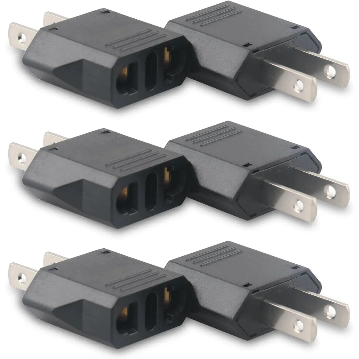 European to US Plug Adapter- 6 Pack American Travel Plug Adapter, 220V to 110V Adapter Plug, Travel Adapter European to American, Canada, Mexico, Type A, Black