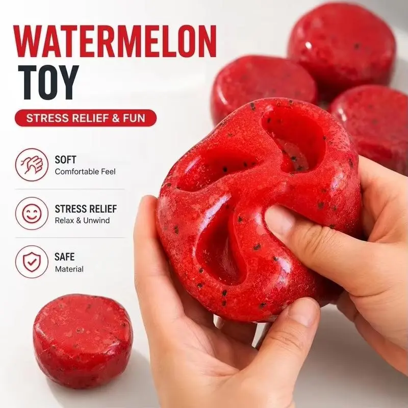 Handmade Watermelon Slushy Squishy Toy, Stress Relief Squishies, Slow Rise Squishy, Soft Stretchy Squeeze, Soft Slow Rising Fruit Squeeze, Realistic Design, Stress Relief Gift for Adults