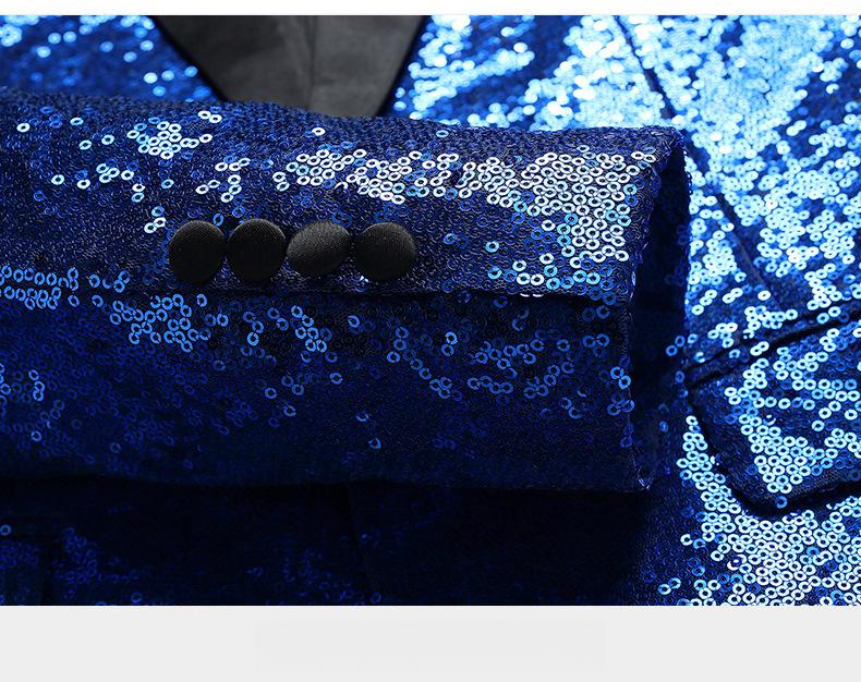 Gold Sequin Stage Performance Suit Jacket  Men's Korean Style Blazer For Nightclub, Wedding Host, Emcee, Photoshoot