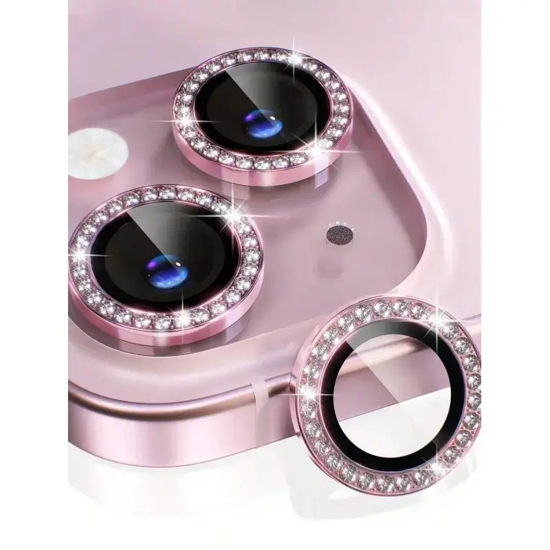 Colorful Rhinestone, Cellphone Accessory, Durable Tpu Protector, Protective Camera Lens Protector Film For Apple 17/17Air/17pro/17promax, Embedded Artificial Diamond Camera Cover Tempered Glass For Apple 15/15Promax/15Pro [Perfect Fit]
