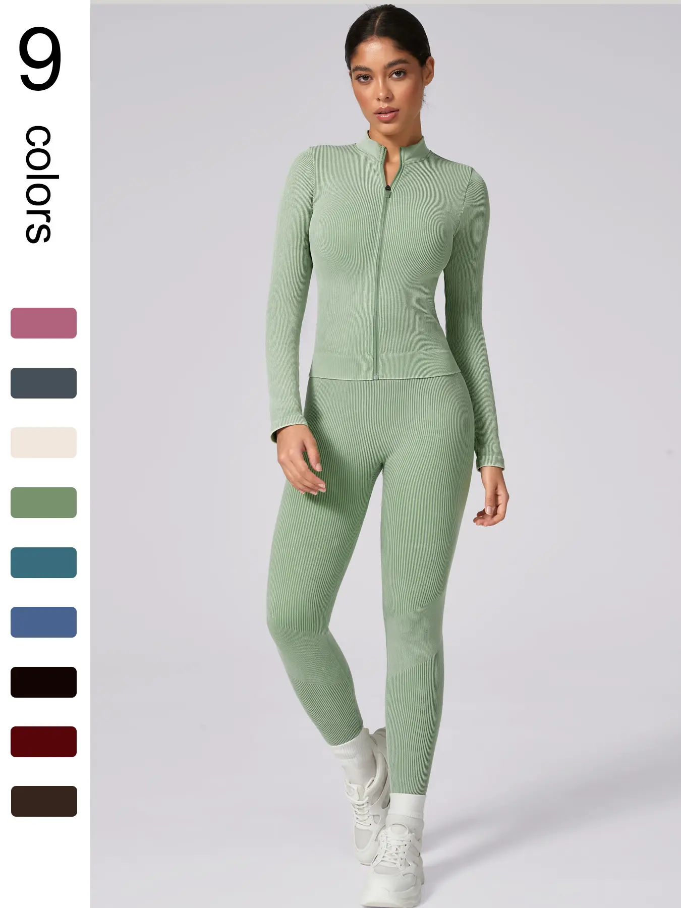 Women's Plain Tracksuit Set, Sweatsuit Set, Sports Zip Up Crop Jacket & High Waist Leggings, Ladies Spring & Fall Clothes, Gym Wear, Yoga Suit Outdoor, Sportswear Set, Athleisure Wear, Sporty Style Outfits, Athleisure Workout Set