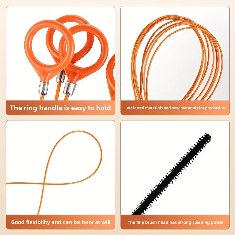 1/3pcs Extra Long Stainless Steel Drain Pipe Unclogging Hook, Nylon Coated - Suitable for Bathroom Sink, Bathtub and Shower Drain Pipes, Plumbing Snake Accessory|Flexible Snake Design|Durable Nylon Material, Drain Cleaning Too, Drain Clog Remover