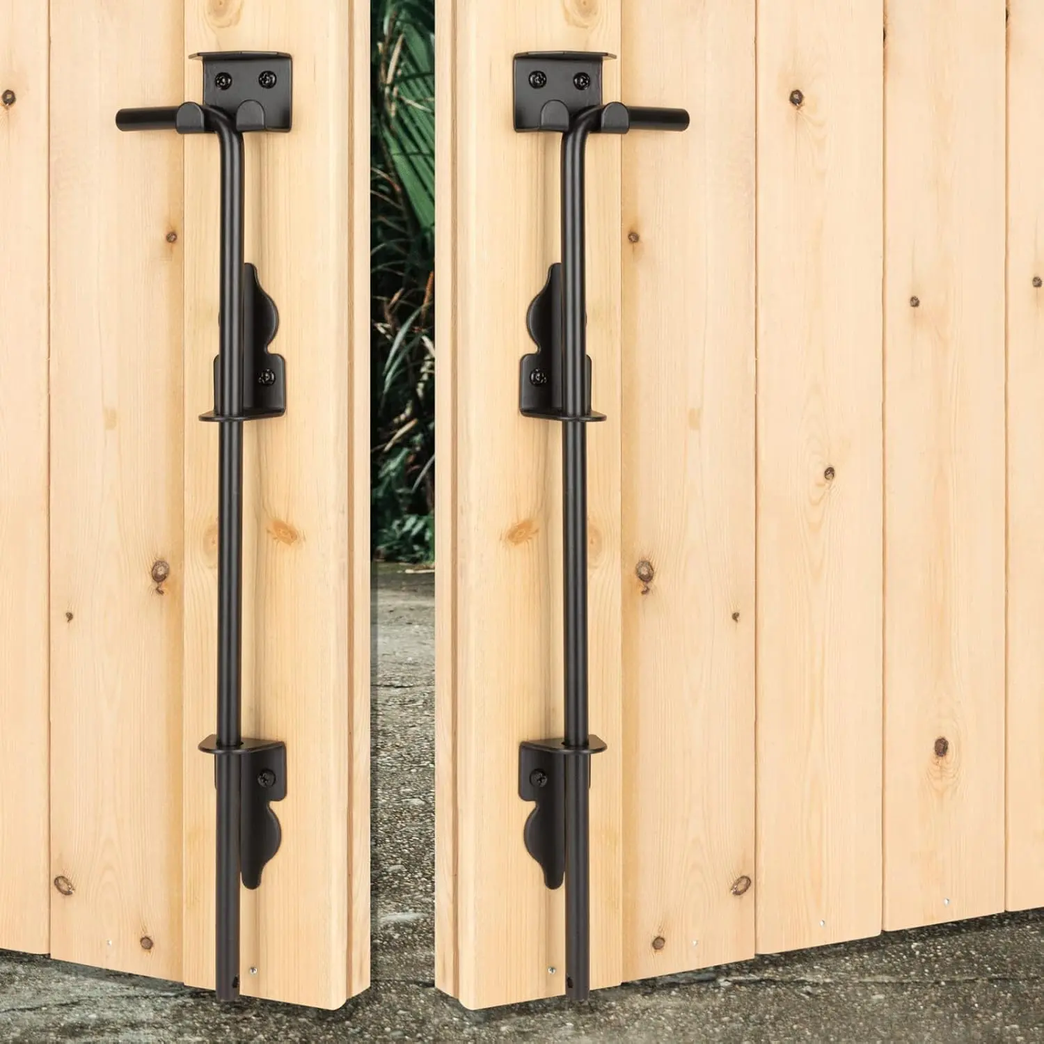 18" Heavy Duty Cane Bolt Drop Rod-Steel Gate Ground Latch Designed for Wood Metal Vinyl Gates or Double Doors Fence Applications-2 Pack