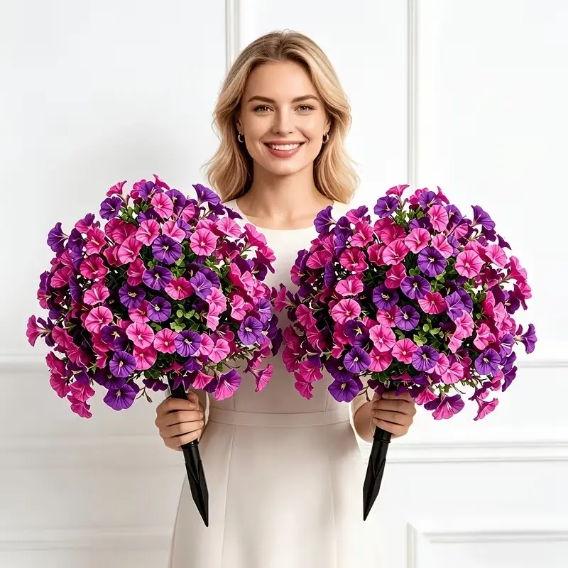 2pcs Luxury Large Outdoor Artificial Flowers, Multi-Color Morning Glory Ground Insertion, UV Resistant, Indoor/outdoor Decor, Wedding, Festival