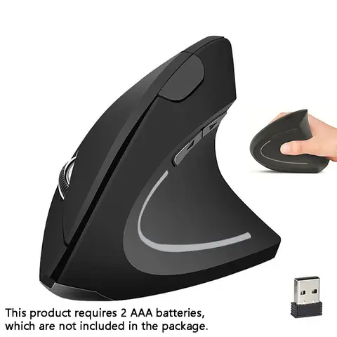 Vertical Wireless USB, Ergonomic Lightweight Design, Battery Powered (2 AAA Batteries Required, Not Included), Precision Wheel, for PC Laptop Gaming, Lightweight Gaming Accessory