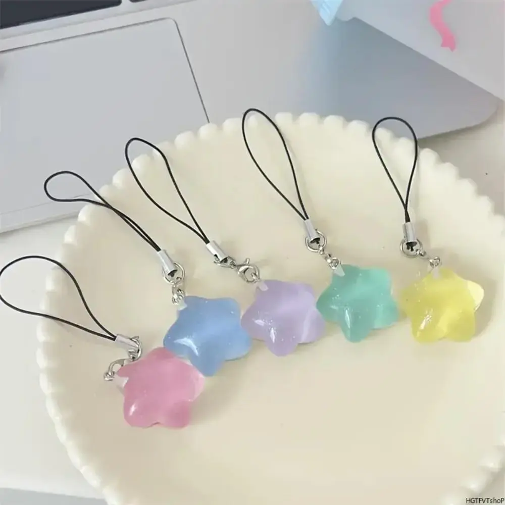 Cutecore Phone Charms, 5-Piece Sparkle Stars Set in Soft Pink, Transparent Pendants for Smartphone, Crossbody Bag & Daily Wear