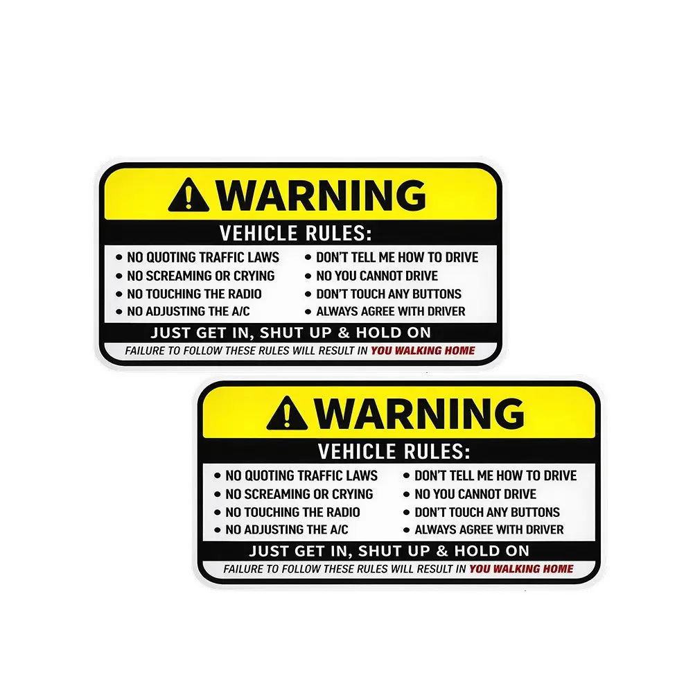 2PCs 5 x 3 Vehicle Rules Funny For Bumper Sticker Car Truck Window Window Decals For Vehicles Funny Bumper Stickers