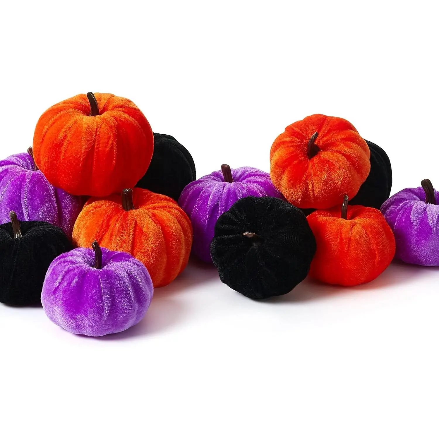 12 count Small  Pumpkins Fabric  Pumpkin for Fall Decor Wedding Thanksgiving Halloween Table Centerpiece  Decoration(Halloween  Colors)