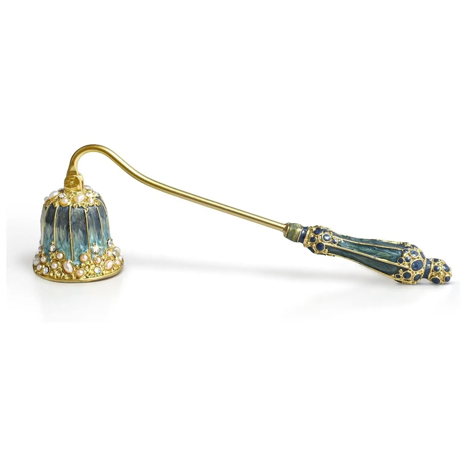 Elegant Royal Style Candle Snuffer with Pearl Inlay and Metal Handle – Safe, Stylish Candle Extinguishing (Turquoise)Gift