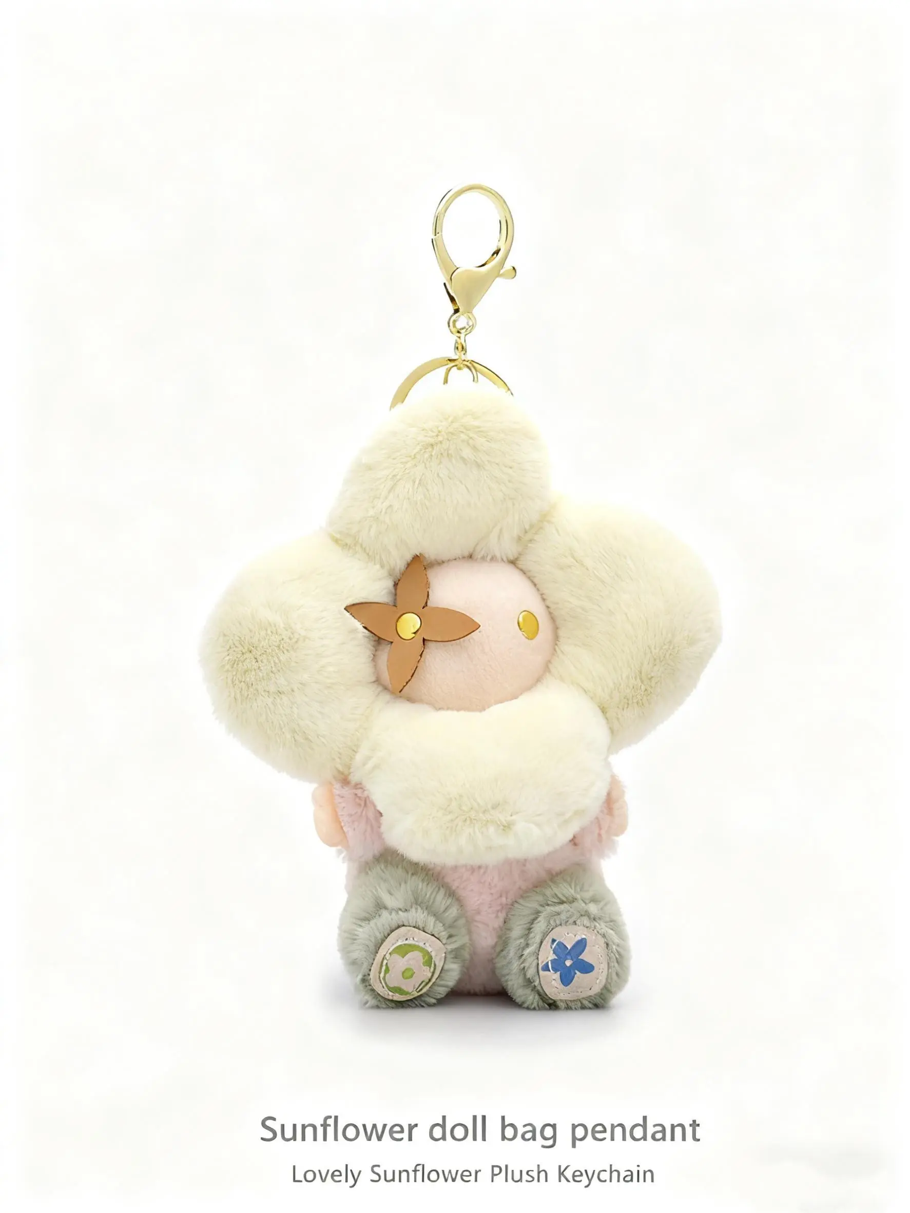 Plush Flower Keychain, Random Color Plush Doll Key Ring, Buckle, Bag Charm, Wallet Strap, Car Key Chain, Fashion Accessory