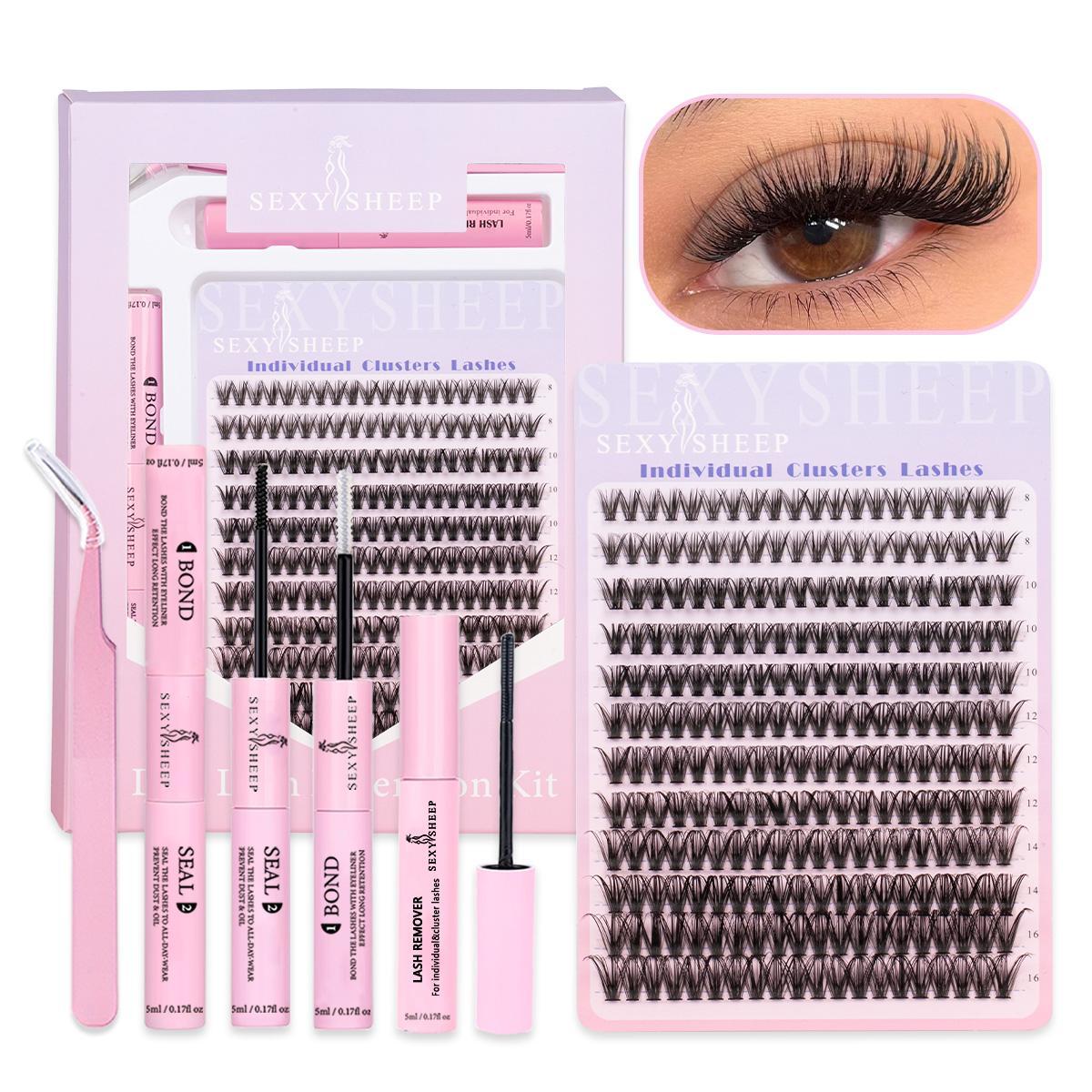 Mixed Length False Eyelashes Kit, 1 Set Natural-Look Eyelash Extensions, DIY Lash Kit, Eye Makeup Accessories for Women & Girls, Cosmetic #GLOBAL PICKS