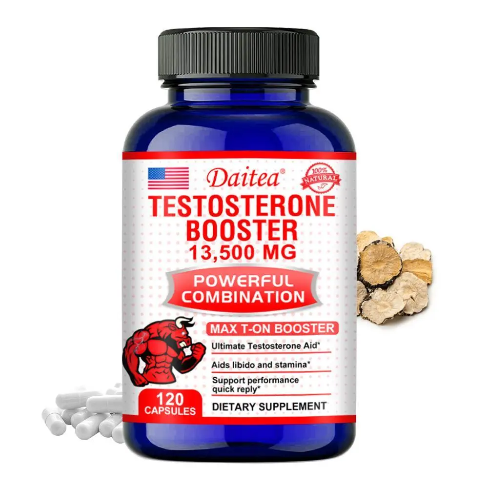 Daitea Organic Vegetarian Testo Booster Health Supplement for Adults - Energy Vitamins Supplements Supporting Endurance, Energy, and Vitality, 120 Capsules, Instant Energy Vitamins Supplements