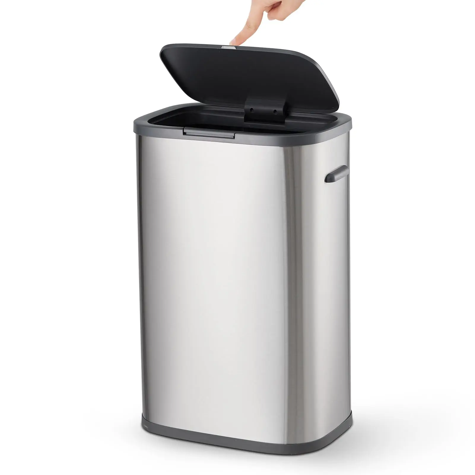 GARVEE 13 Gallon Stainless Steel Press-Top Kitchen Waste Container with Durable Construction and Convenient Press-Top Lid for Efficient Household Use