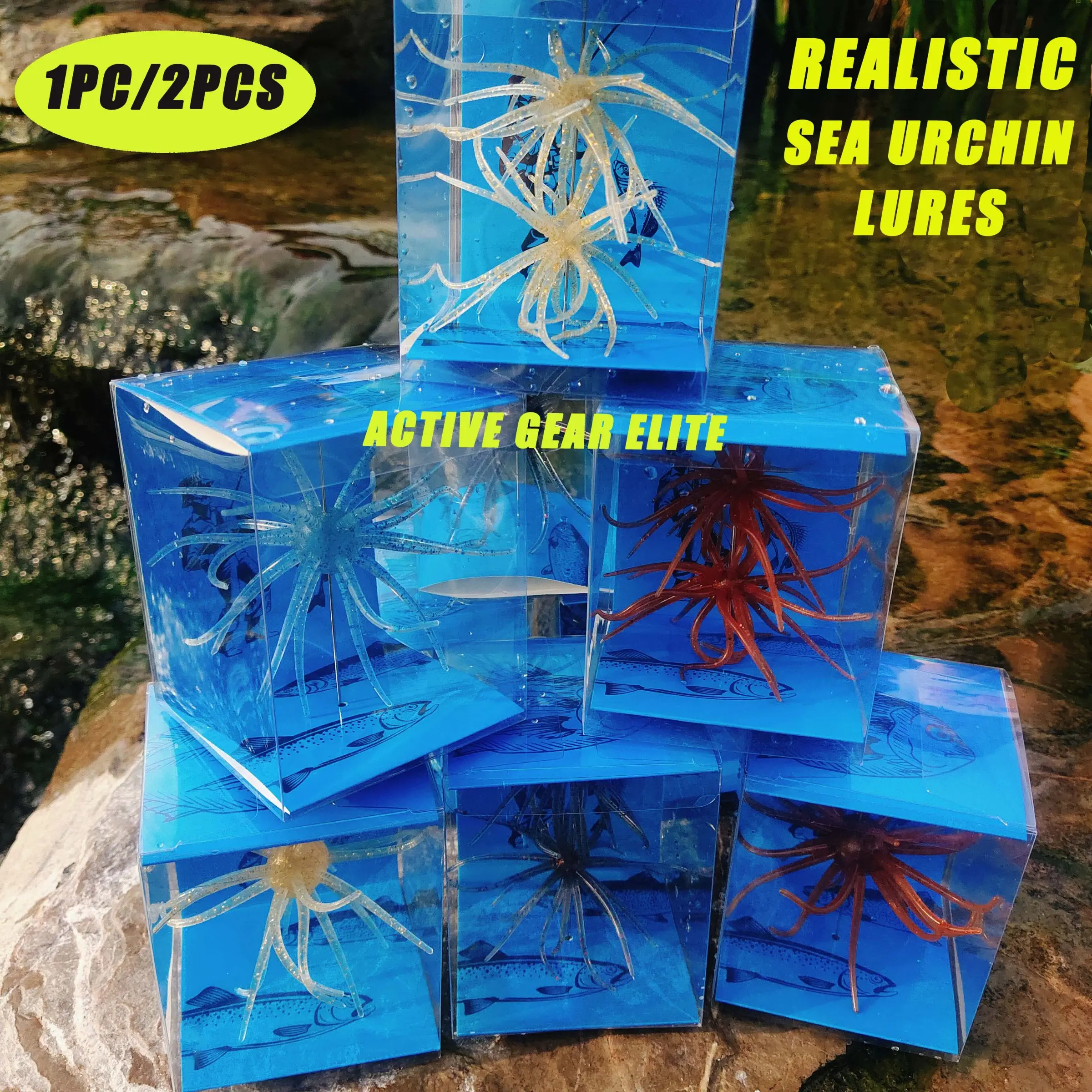 Realistic Sea Urchin Soft Fishing Lure, Large Size Single Pack / Medium Size Twin Pack, Durable TPE Material
