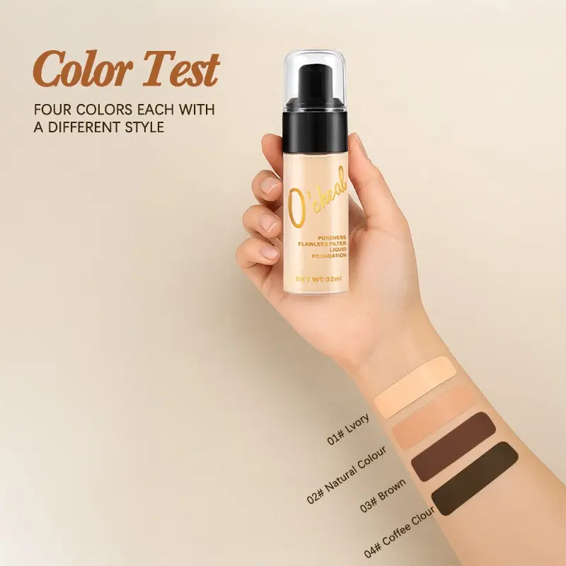 Long-Lasting Waterproof Foundation, Moisturizing Oil-Control Formula, High Coverage, Non-Smudging, Ideal for Combination/oily Skin