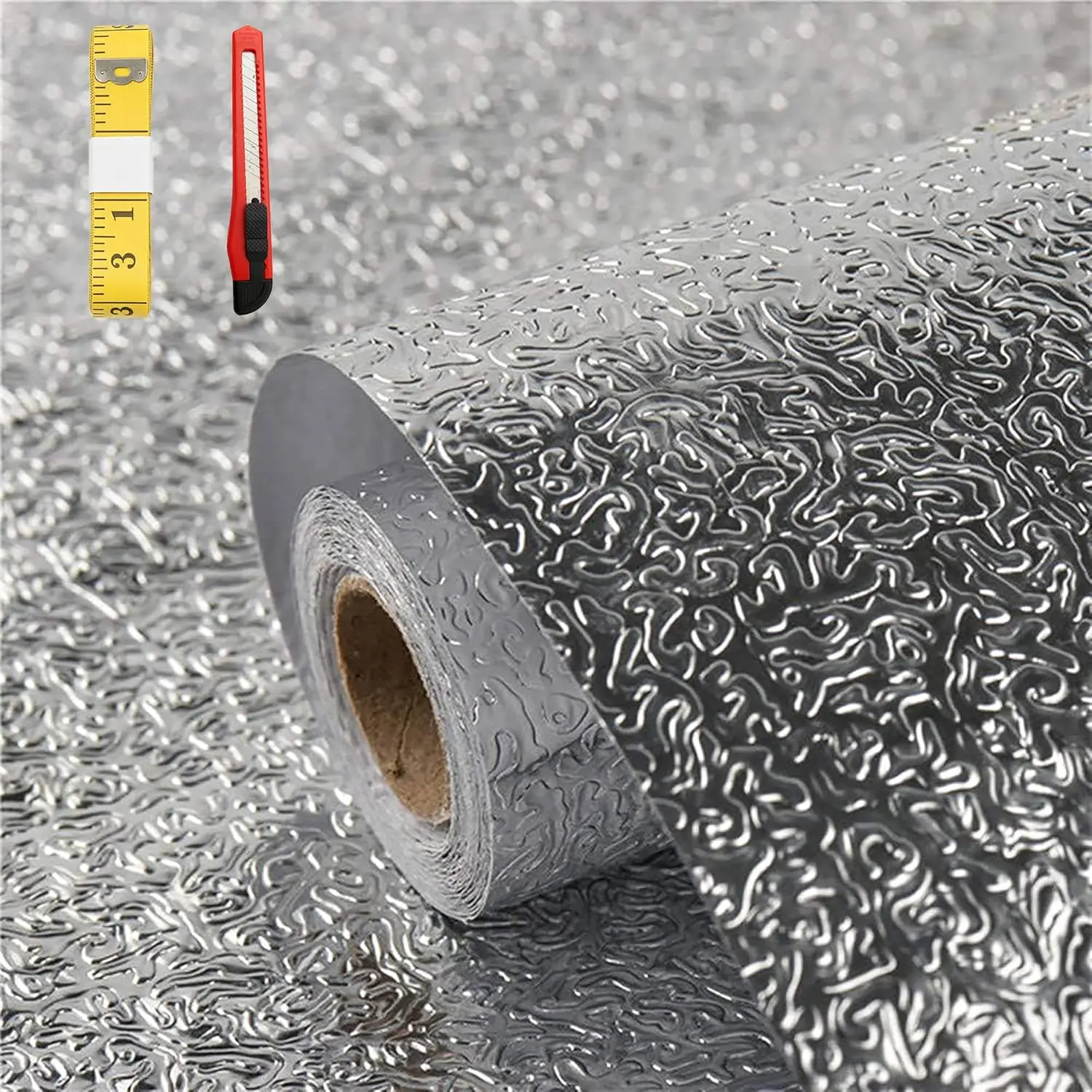Indoor Synthetic Peel and Stick Kitchen Oil-Water Proof Wallpaper Roll, Foil Backsplash Protector, Self-Adhesive Contact Paper for Cabinet & Countertop, 15.7x118.1"