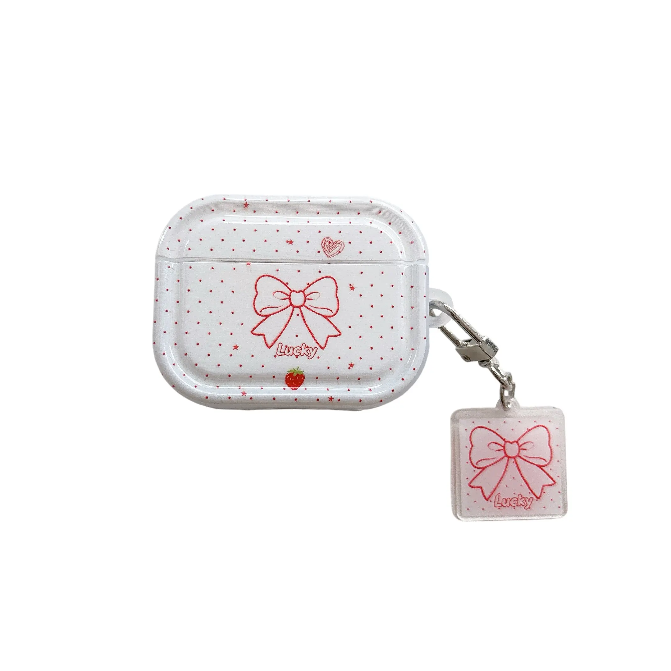 Stylish Strawberry Polka Dot AirPods Case, Compatible with AirPods 1-4 & Pro, Anti-Drop Protective Shell, Headphone Accessories, Perfect Gift for Girls