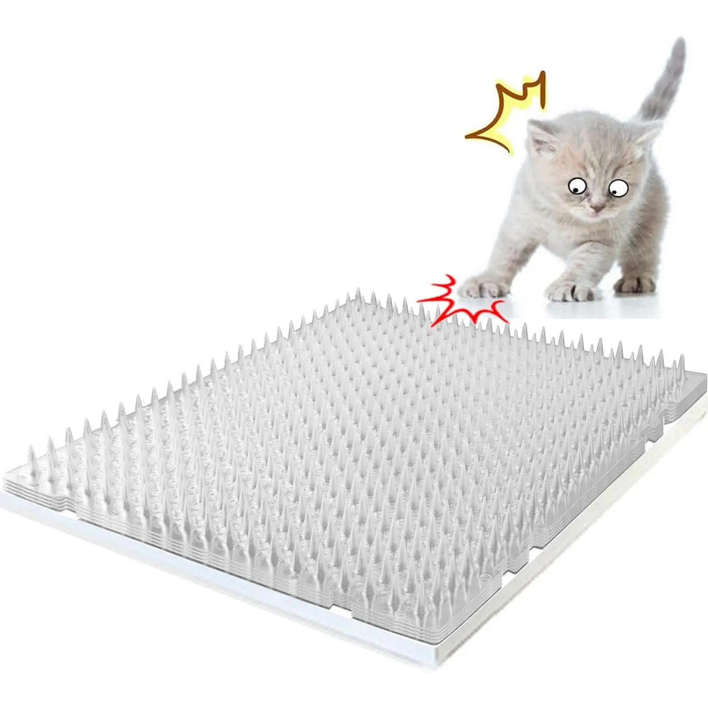 8 Pack Scat Mat for Cats - 16 x 13 Inch  Spike Mat with 1 Inch Spike,  Repellent Indoor & Outdoor Mat to Deter Cats & Other , Humane Deterrent Indoor Fence