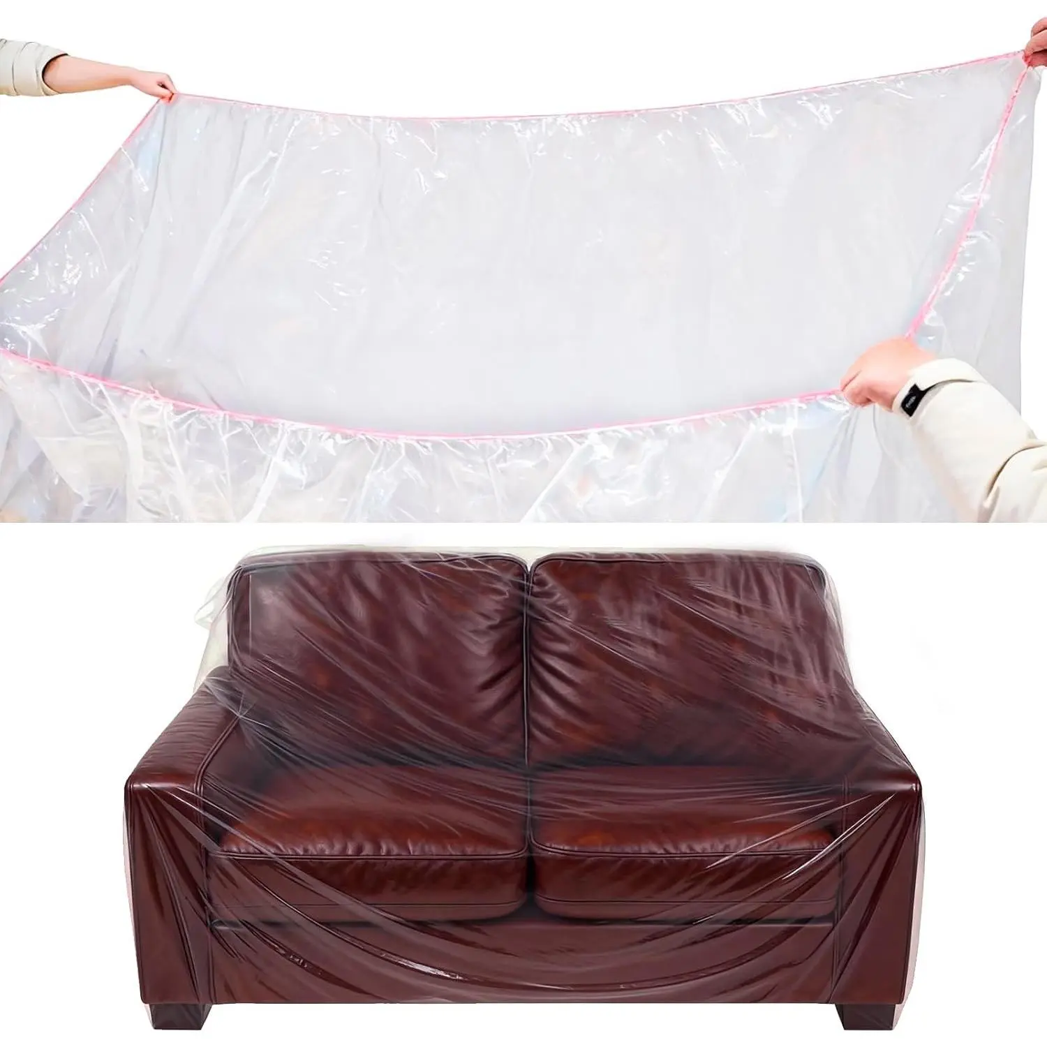 Plastic Loveseat Cover Furniture Cover with Elastic Band, Clear Sofa Cover Protector for Moving and Storage, Waterproof & Dustproof Moving Bags Slipcover 68W x 42D x 42H Inches (Loveseat)