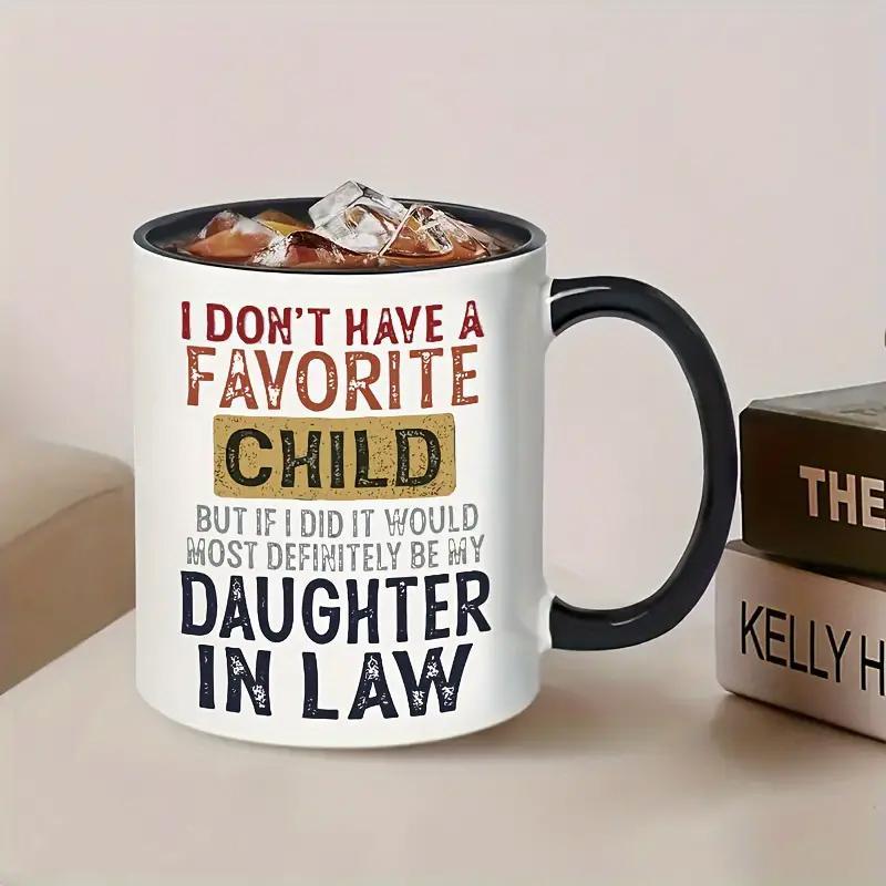 Letter Pattern Ceramic Mug, 1 Count Coffee Mug with Handle, Drinking Cup for Home Office Use