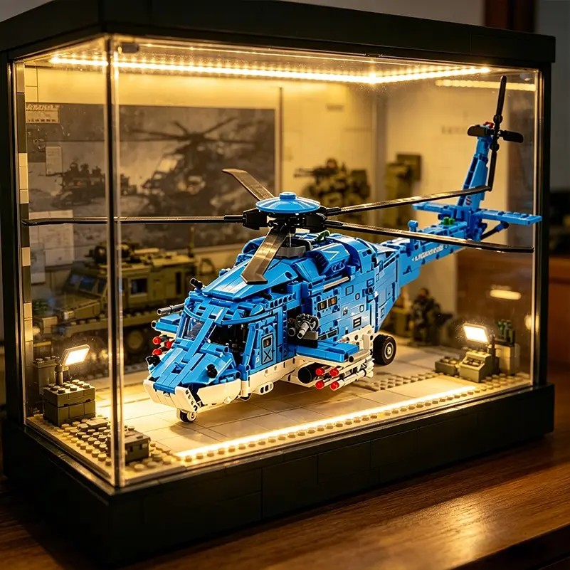 1711pcs Large Helicopter Building Block Model Set, Blue Finish, Moderate Difficulty, Ideal Gift for Holidays, Decorative Piece