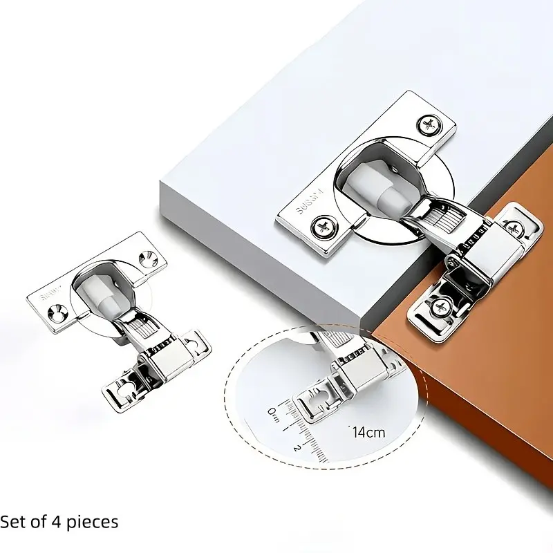 4 Sets Stainless Steel Hinges, European Short Silent Hinges, Smooth Operation, Soft Close, Durable, Waterproof, Kitchen Cabinet Door Hinges