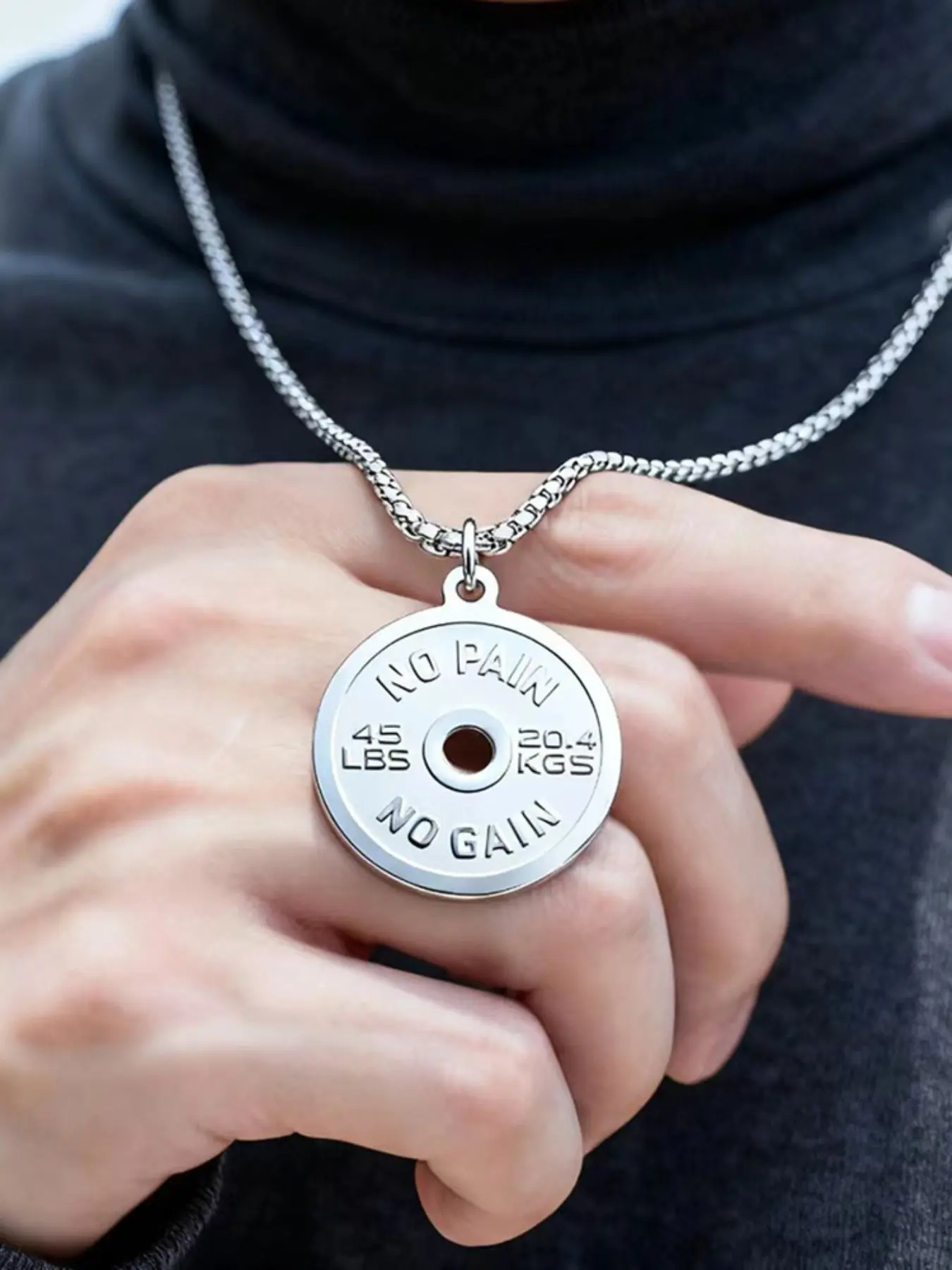 Vintage Gym Weight Plate Pendant Necklace, Stainless Steel Fitness Lover Jewelry, Bodybuilding Athlete Gift, Retro Sports Accessories