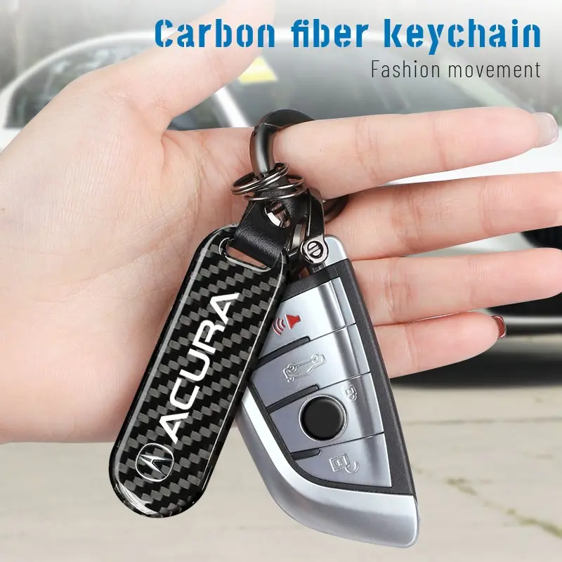 Car Carbon Fiber Keychain Car Metal Keychain Key Chain Pendant Keyring Key Rings For Car Keys Horseshoe Buckle For Acura ADX RDX ZDX Integra NSX MDX TLX CDX ILX RLX TL RL