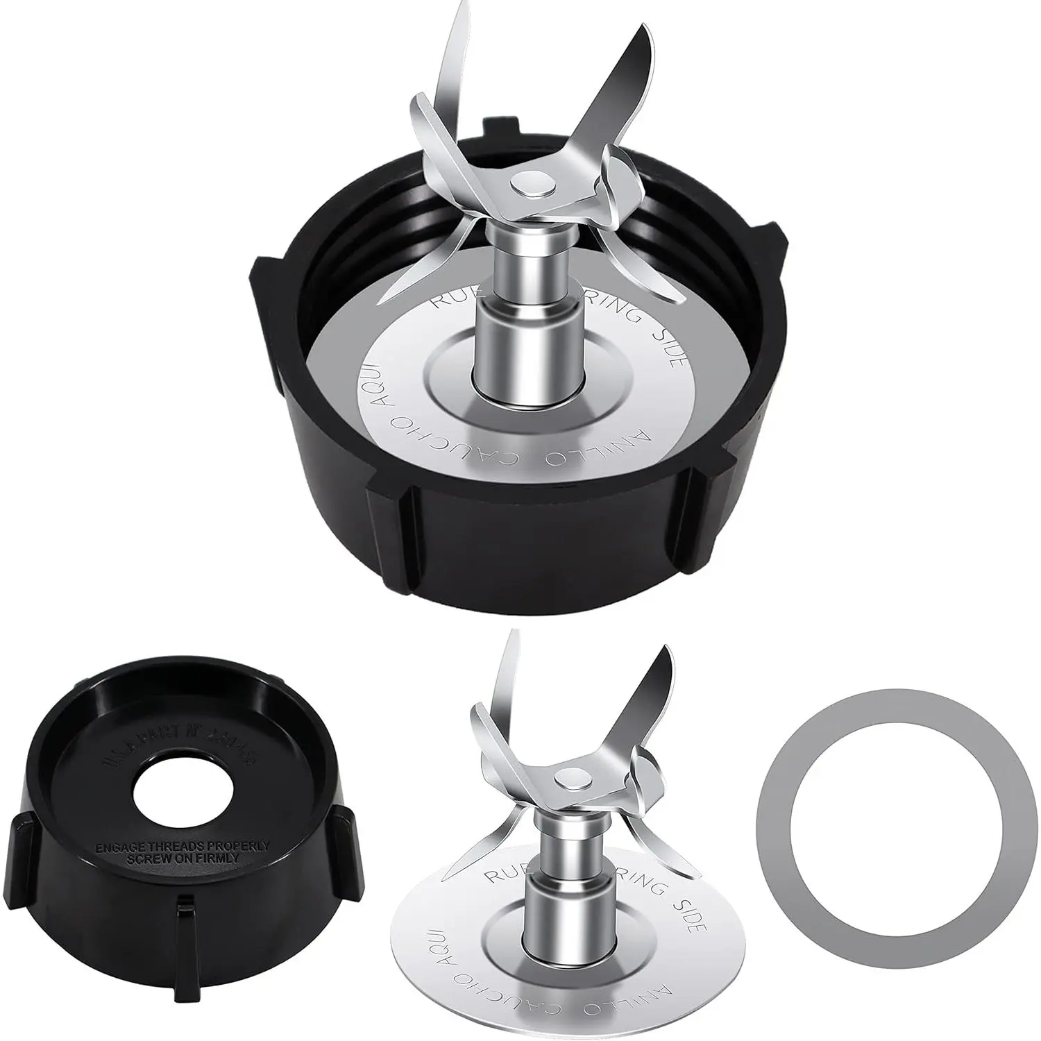 Oster Osterizer Compatible Blender Repair Parts - Functional 6-Point Fusion Blade with Rubber Seal Gasket, 4902 Jar Bottom, Ideal for Kitchen Morning Smoothies