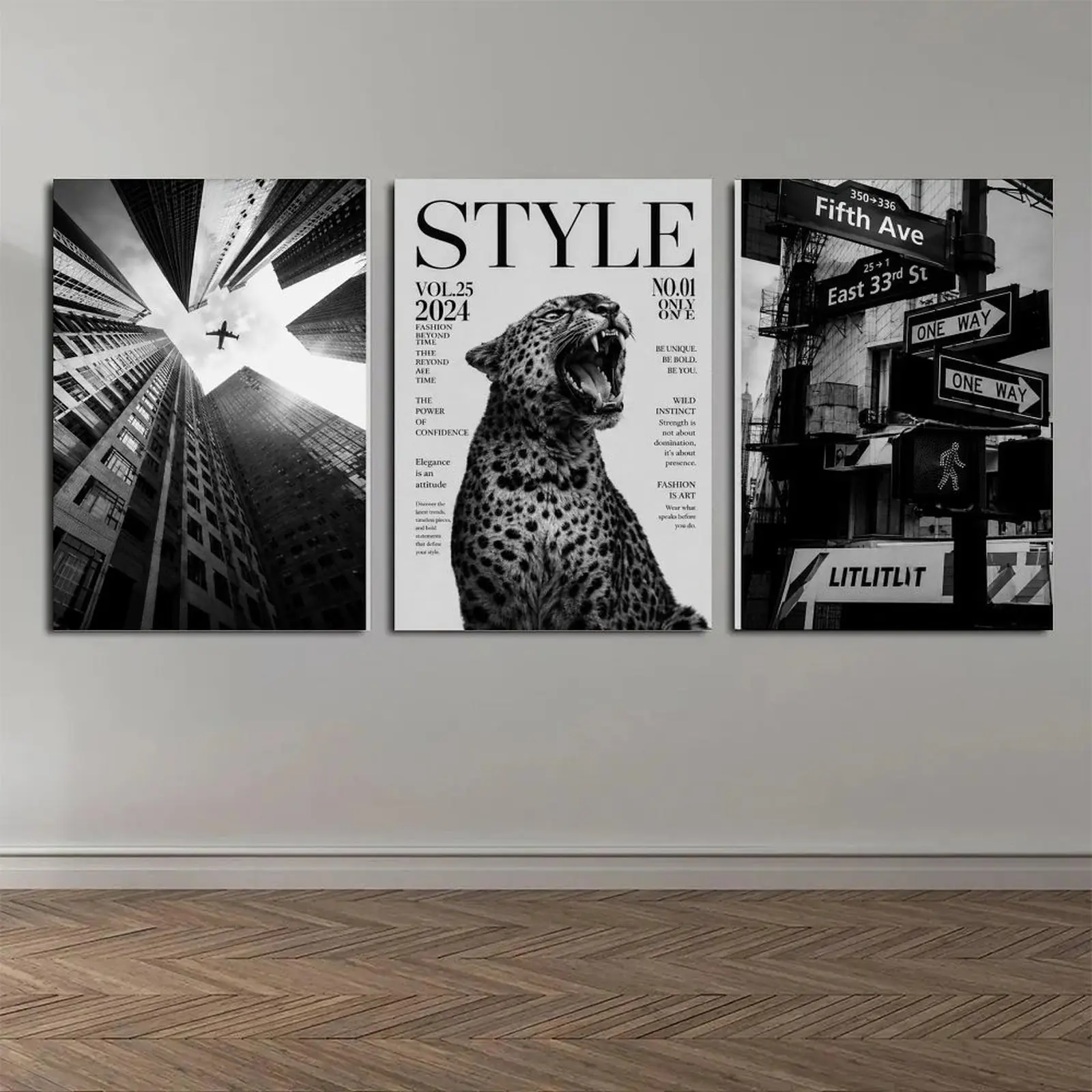 2D Flat, 2D Flat, Set of 3 2D Black And White Leopard Print Fashion Wall Art, Stylish Canvas Prints Featuring Modern Aesthetics from , Perfect for Bedrooms, Living Rooms, Or Apartments.A 21St-Century Fashion Poster