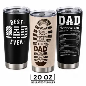 Best Dad Ever Nutrition Facts 20oz Tumbler, Stainless Steel Vacuum Insulated Portable Travel Mug Coffee Thermal Cup, Men Gift on Father's Day