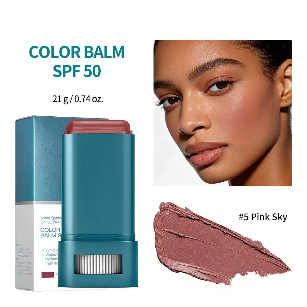 Sunscreen Cream Blush, Micro-Glossy Cheek Color, Gentle Long-Lasting, Moisturizing, Waterproof, Dual-Use Lip and Cheek Blush