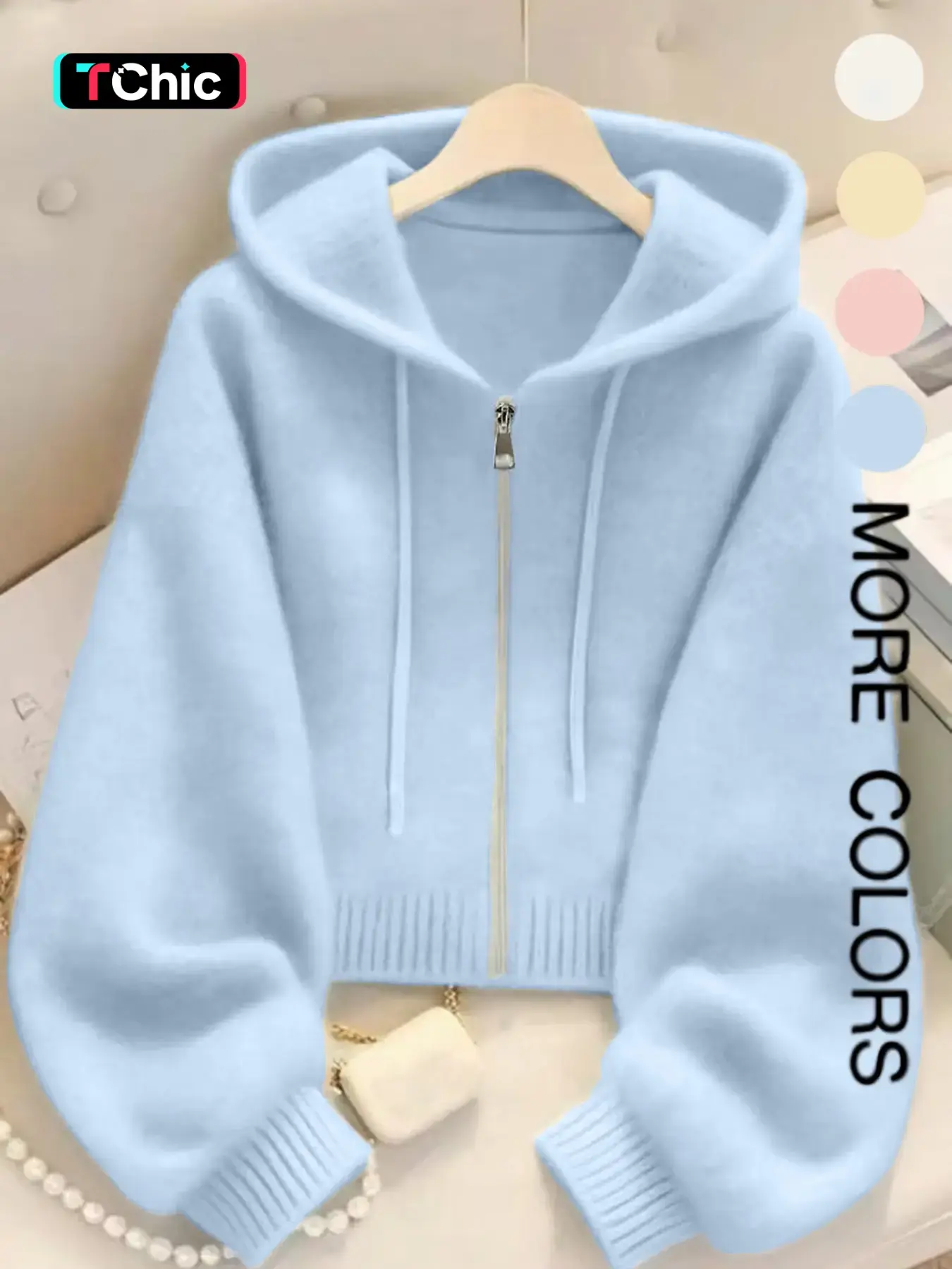 Long Sleeve Loose Casual Knit Hoodie with Zipper Cardigan Knitwear, Soft Comfortable Unique Design for Autumn & Winter Stylish Tops