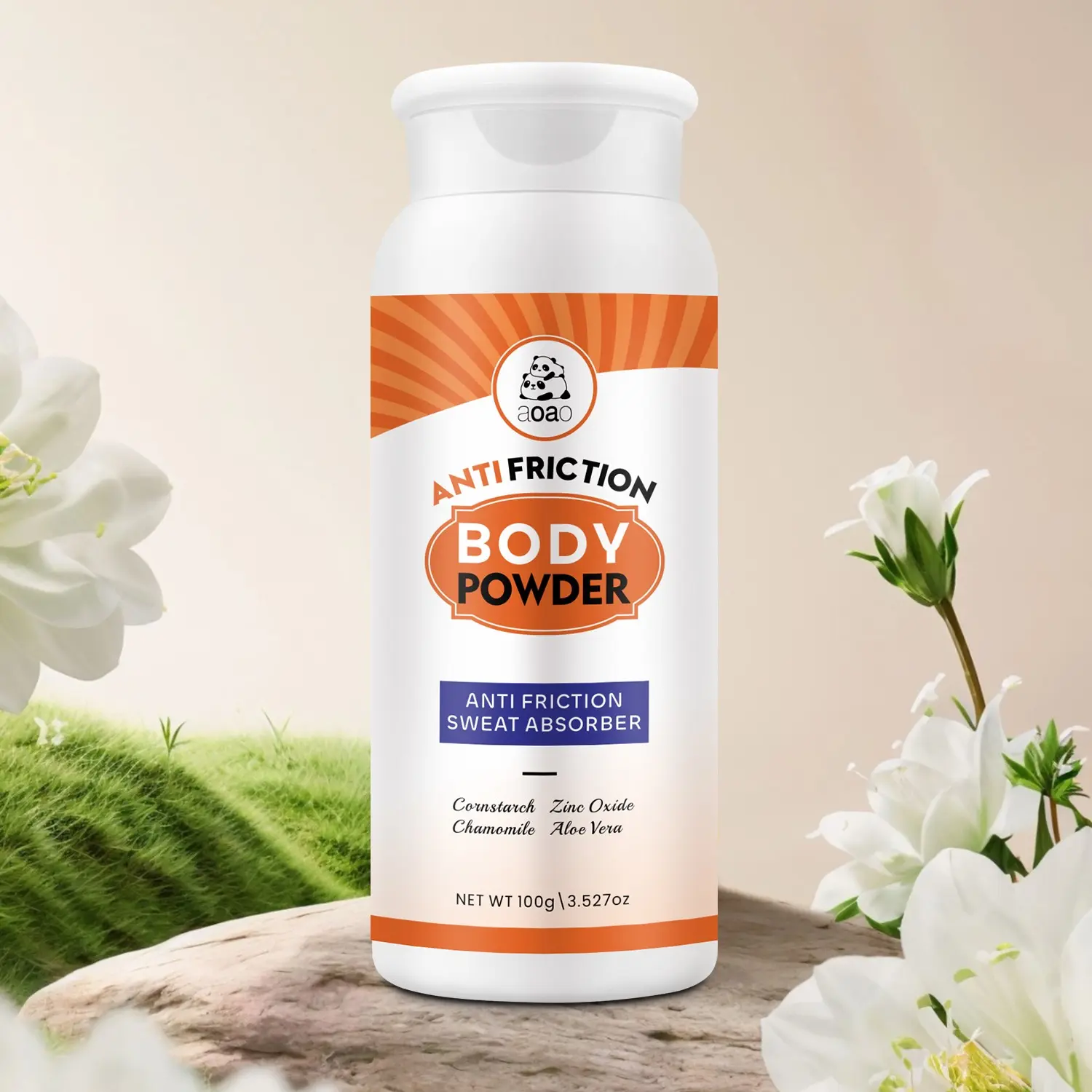 Talc-Free Gentle Anti-Scratch Powder with Aloe Vera and Chamomile, Sweat Absorbing and Odor Eliminating, Body Dryness Relief, Prevents Rashes and Odors, Unisex