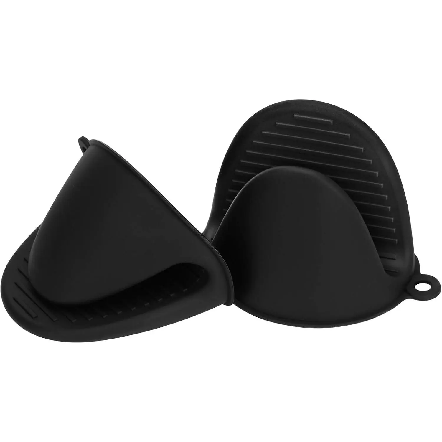 Unisex Silicone Oven Mitts & Pot Holders Set - Heat Resistant, 1 Size, No Warning Applicable, Small Kitchen Mittens for Air Fryer, Pinch Grip Cooking & Baking (1 Pair, Black)