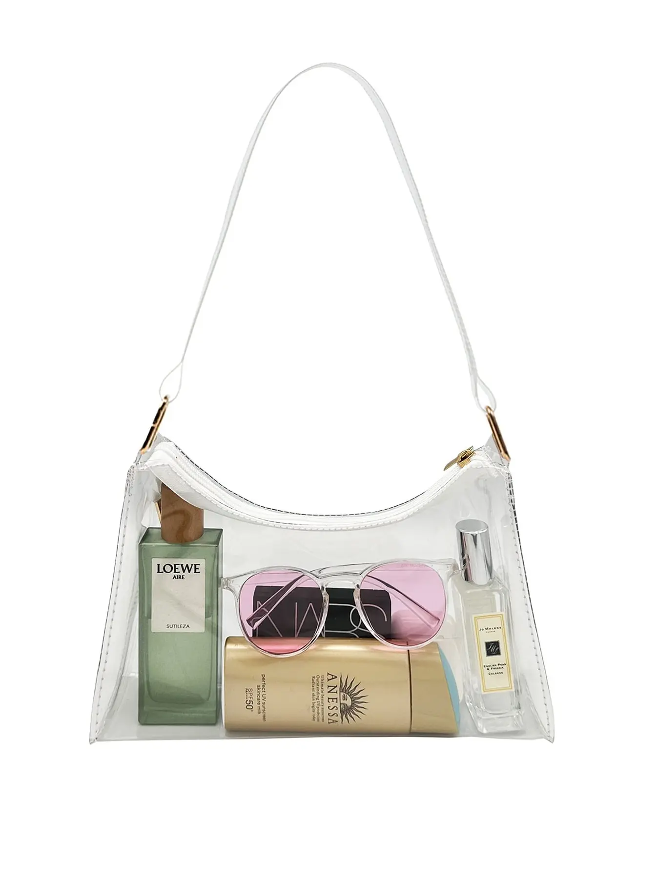 Transparent Jelly Pack New Crescent Moon PVC Shoulder Bag, Trendy Candy Color Women's Bag, Cute Hobo Purses and Handbags, Retro Clutch Underarm Purse, Fashion Shoulder Bag