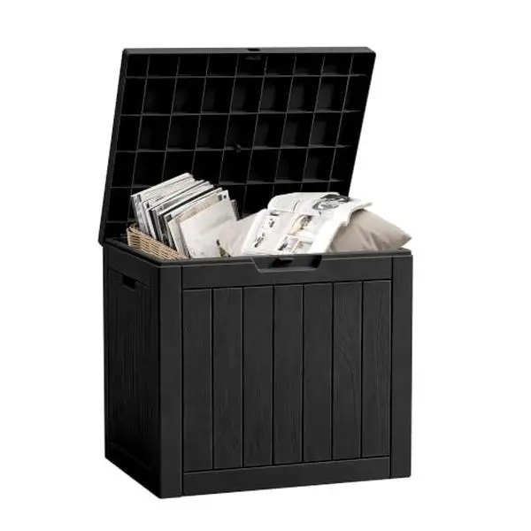 30 Gallon Outdoor Storage Deck Box, Waterproof UV-Resistant Resin Lockable Patio Storage Bin with Side Handles for Cushions, Garden Tools, Toys & Packages