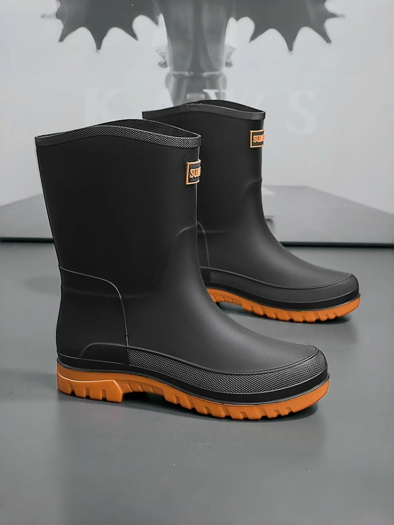 Comfortable Loose Fit Mid-Calf Rain Boots, Matte Smooth Waterproof Upper, Anti-Slip Mesh Toe, Thick Rubber Sole, Daily Casual Rain Shoes