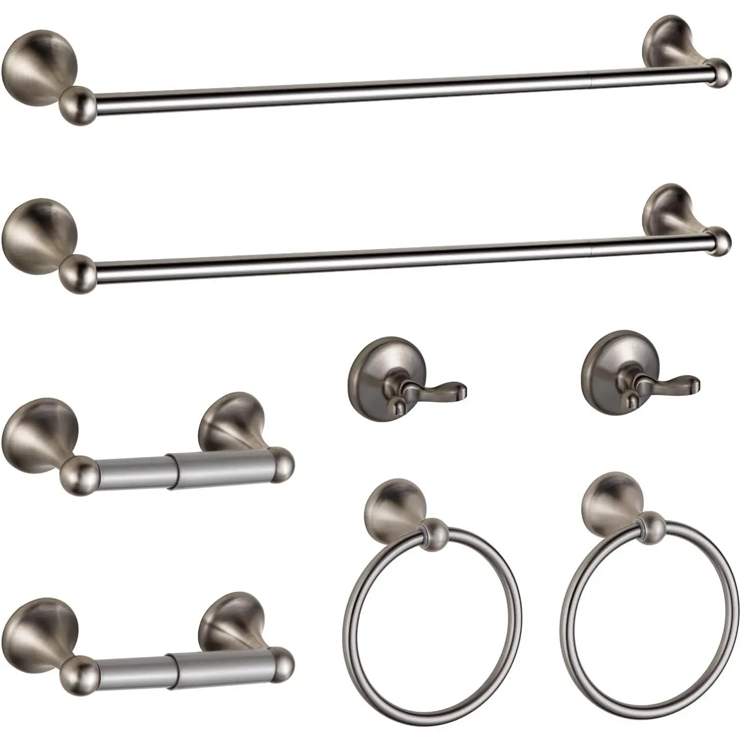 Bathroom Hardware Set Brushed Nickel Adjustable Expandable Bath Towel Bars Bathroom Accessory Set Towel Racks 8-Pieces Wall Mount