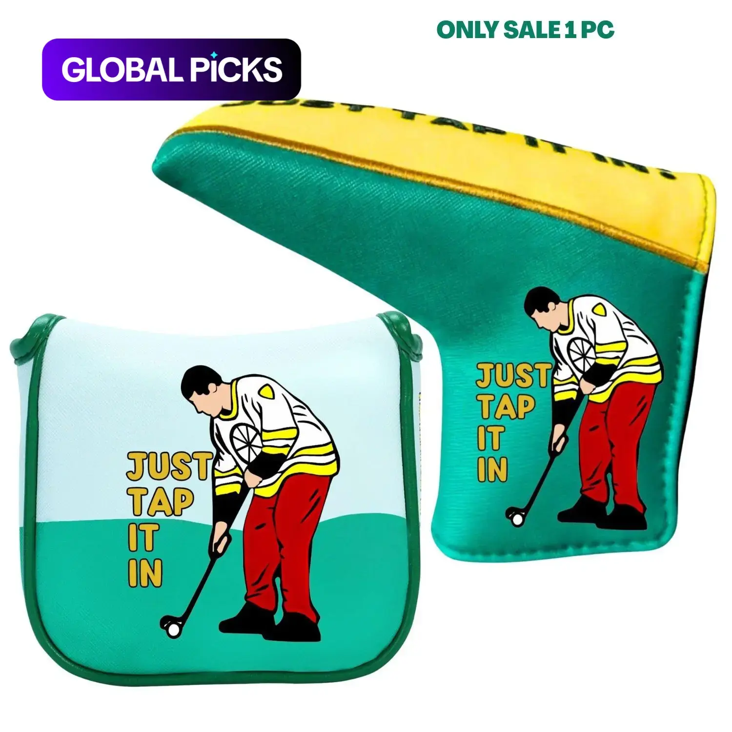 Premium Golf Putt Cover with Happy Gilmore Design, Golf Club Protector Putter Headcover with stylish Carton Pattern, Funny Golf Accessories for Father's Day Gift