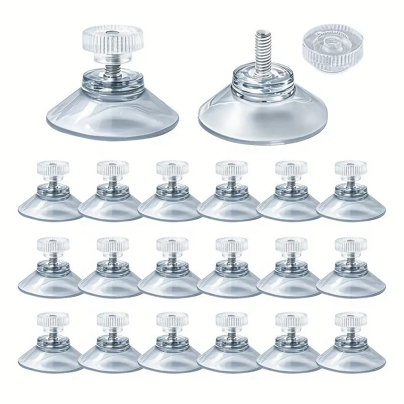 20pcs Strong Suction 30mm Adhesive Hooks with M4 Bolts, Transparent Practical Hooks for Car Sunshade, Bathroom, Kitchen Smooth Surfaces