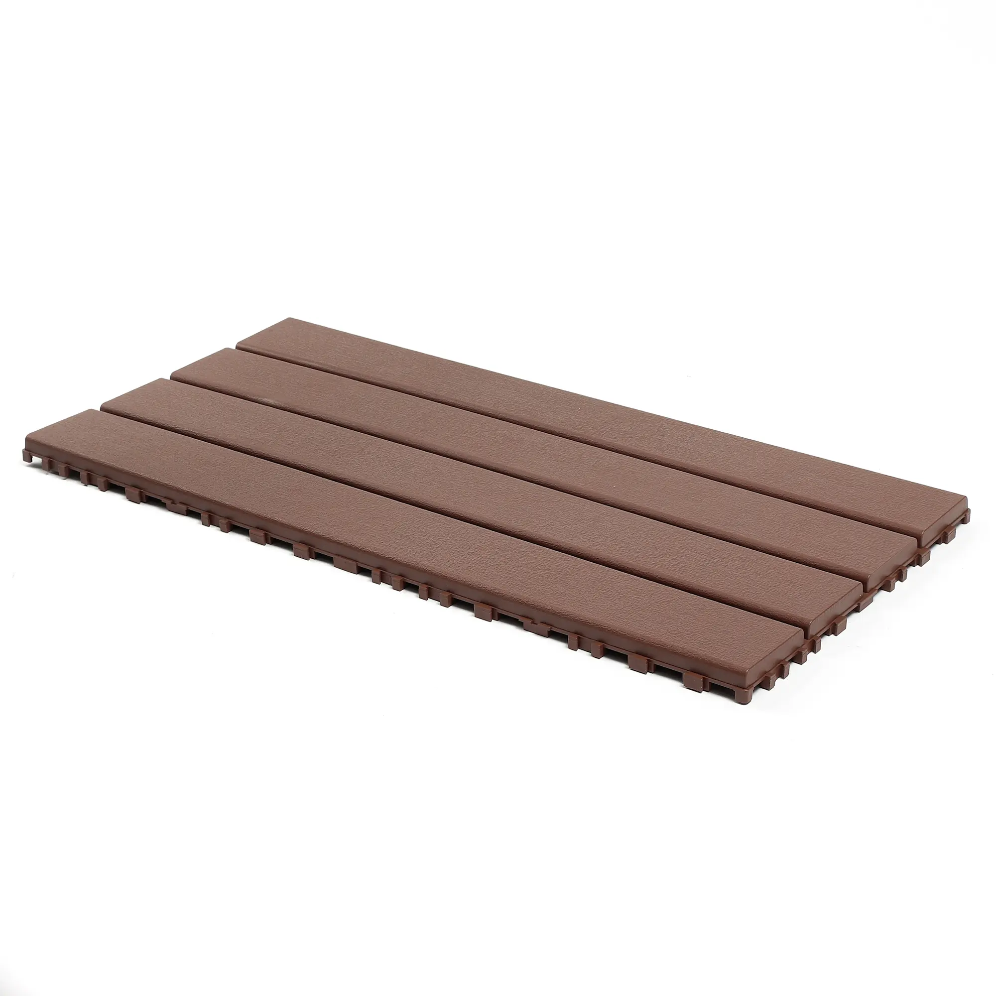 Nokaa 22-Piece Brown Wood Plastic Composite Outdoor Interlocking Deck Tiles, Composite Base, Easy-Install DIY Patio Flooring for Balcony, Backyard