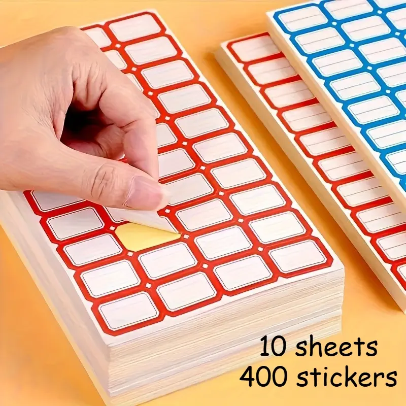 400Pcs Waterproof Oilproof Writeable Self Adhesive Labels Residue Free Removable Sticker Tags For Fridge Food Container Jar Storage Box File Name Price Marking Kitchen Home Office Student Party Wedding Holiday Gift Organizing Supplies