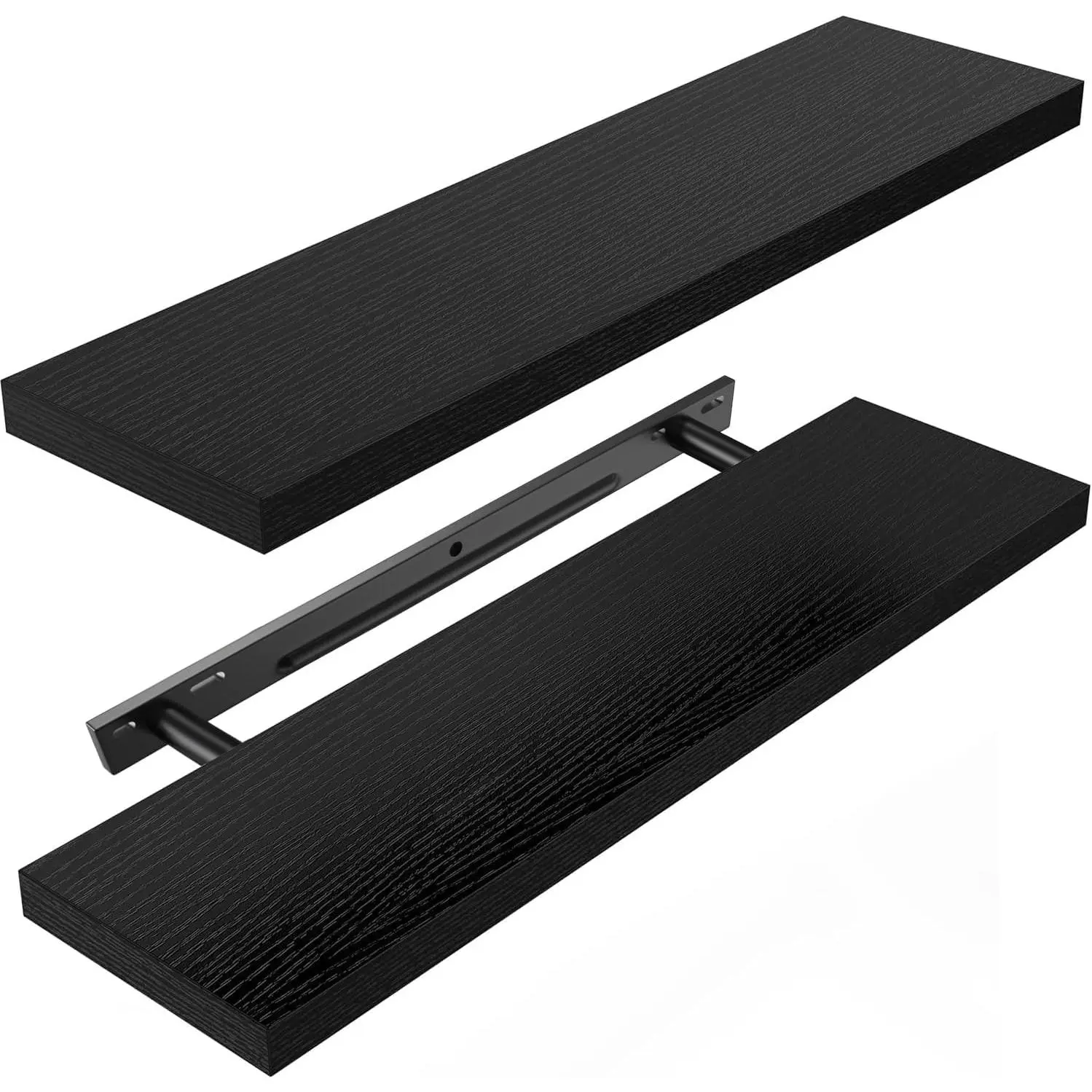 Floating Shelves Wall Mounted, 24 x 7 Inch Wall Shelves for Bathroom, Bedroom, Living Room, Black Shelves Set of 2 | Wall Shelves